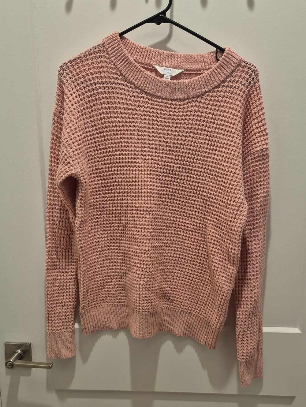 Time and Tru Dusty Pink Waffle Knit Crewneck Sweater